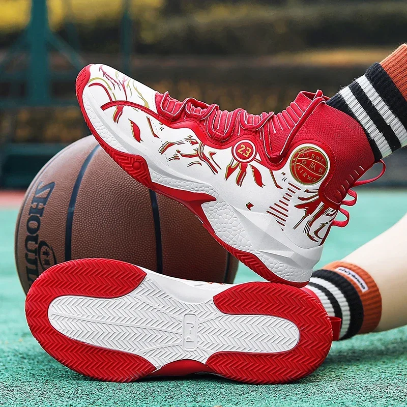 New Printed Large 39-46 Sports Casual Shoes Men High Quality Anti slip Durable Basketball Shoes Fashion Trends Socks Footwear