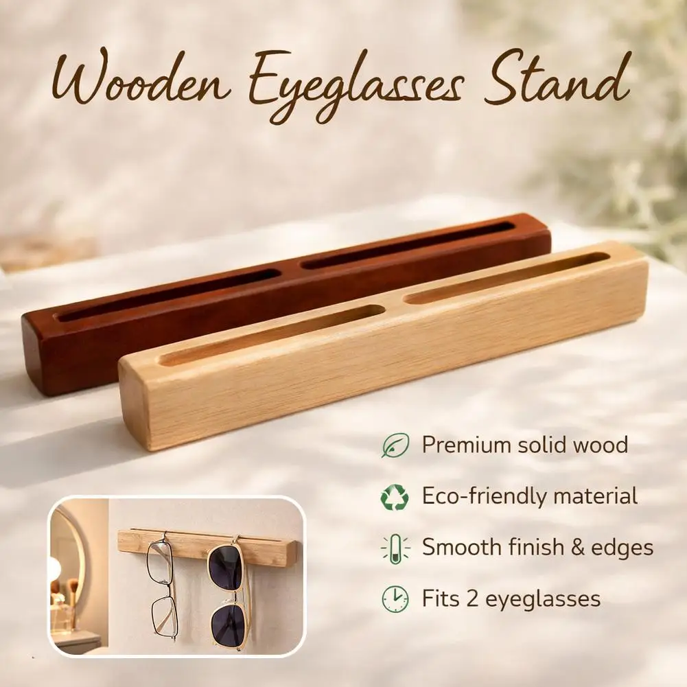 Wooden Wall Mount Sunglasses Holder No Drill Eyeglasses Storage Rack Minimalist Eco-Friendly Organizer For Home Bathroom