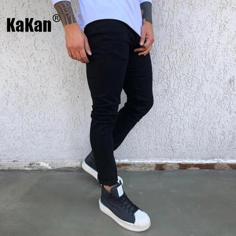 

Kakan - European and American New Black Men's Jeans, Slim Fit Tight Small Feet Casual Pants K9-666