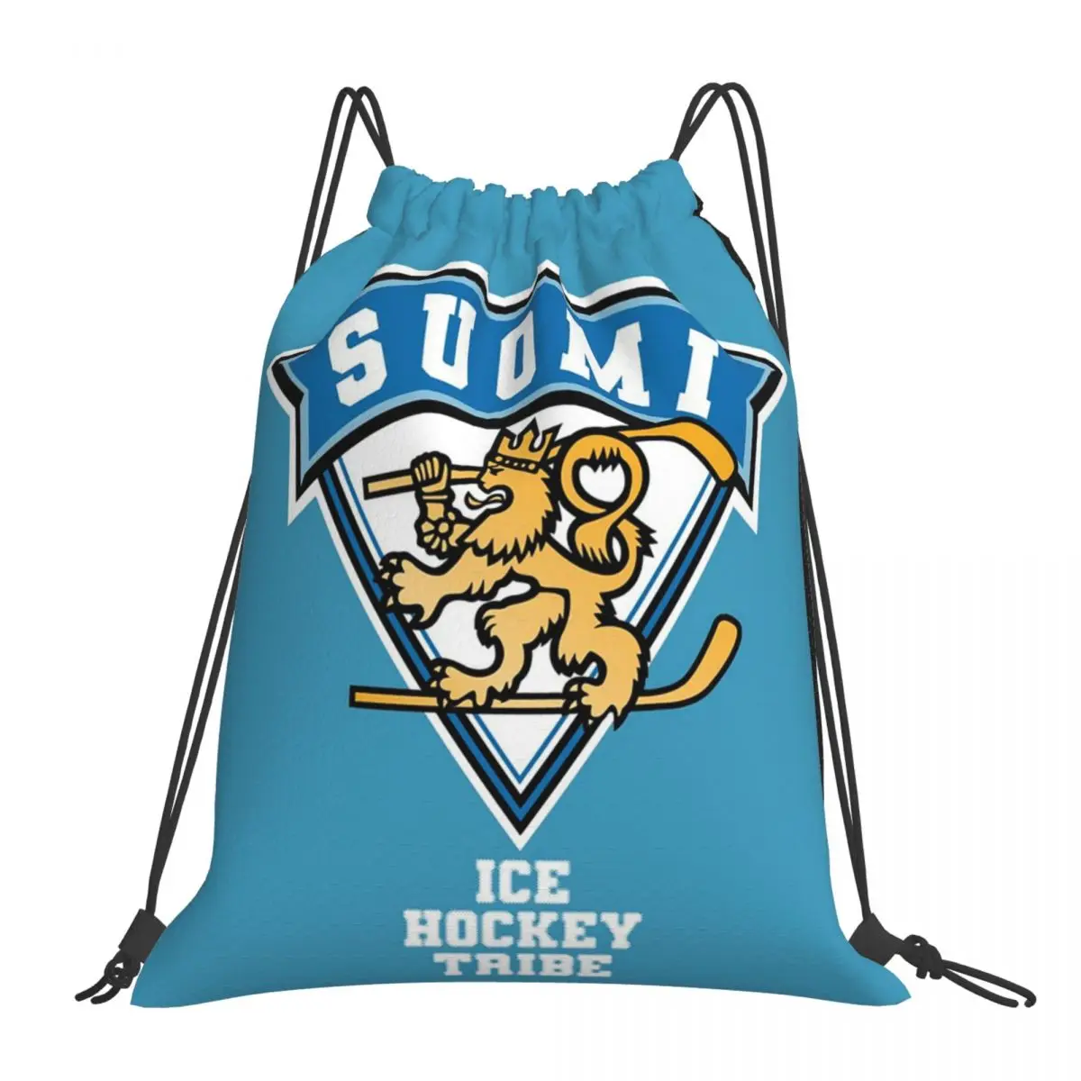 

Ice Hockey SUOMI FINNISH Tee Backpacks Drawstring Bags Drawstring Bundle Pocket Storage Bag Book Bags For Man Woman Students