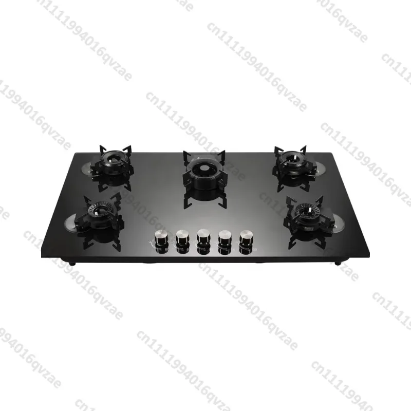 High Power 5 Burner Gas Stove Clamshell Tempered Glass Top Portable Built-in Cooker