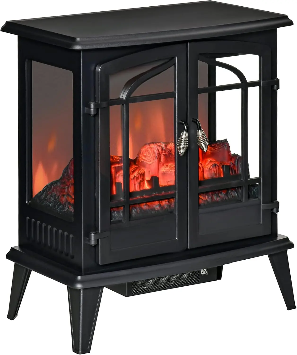 Electric Fireplace Heater, Freestanding Fireplace Stove with Realistic LED Log Flames and Overheating Safety Protection, 1400W,