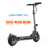 JOYOR Y6-S Electric Scooter 500W EScooters 48V 18Ah Battery Up to 70KM Range 40Km/h Max Speed 10 Inch Wheel Electric Scooter