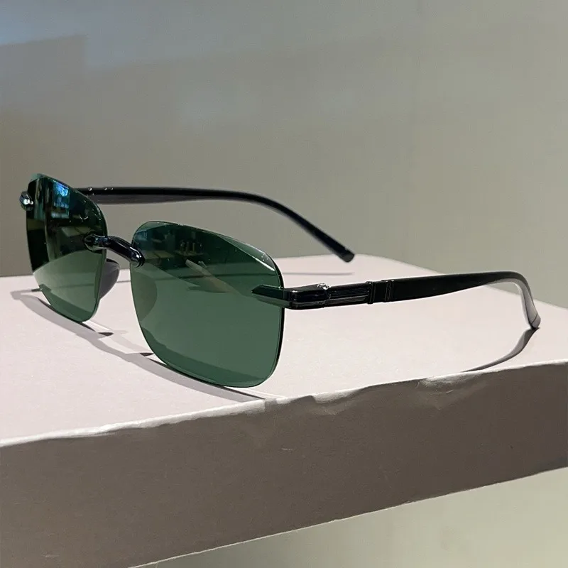 Fashion Pilot Sunglasses Men Luxury Brand Vintage Rimless Sun Glasses Flexible Frame Lightweight Eyewear Shades UV400