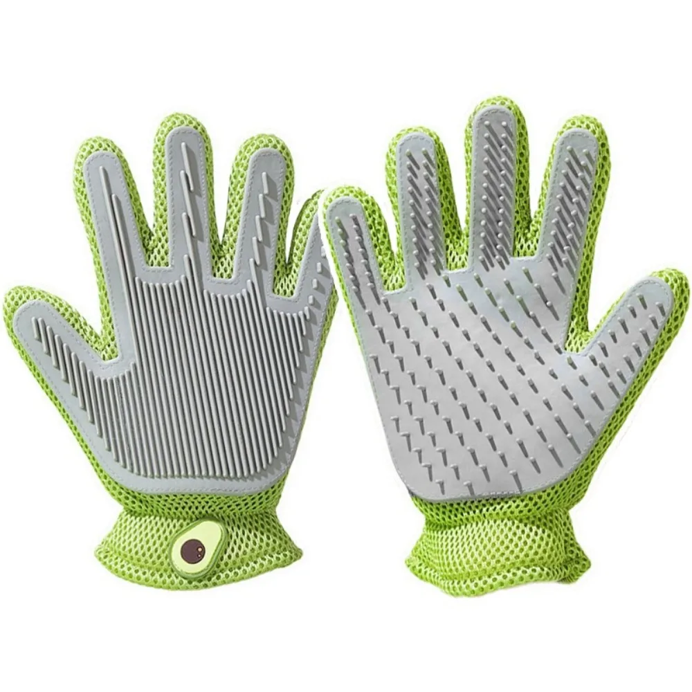 Guantes flotantes para quitar el pelo de gato, malla transpirable, removedor de pelo de perro de dos caras, silicona suave antiarañazos