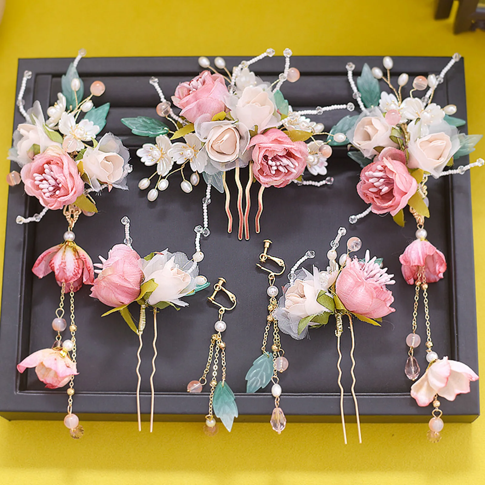 

Ancient Style Hanfu Hairpin Kit, Delicate Tassel Floral Hairpins Hair Accessories for Women's Traditional Chinese Hanfu Costume