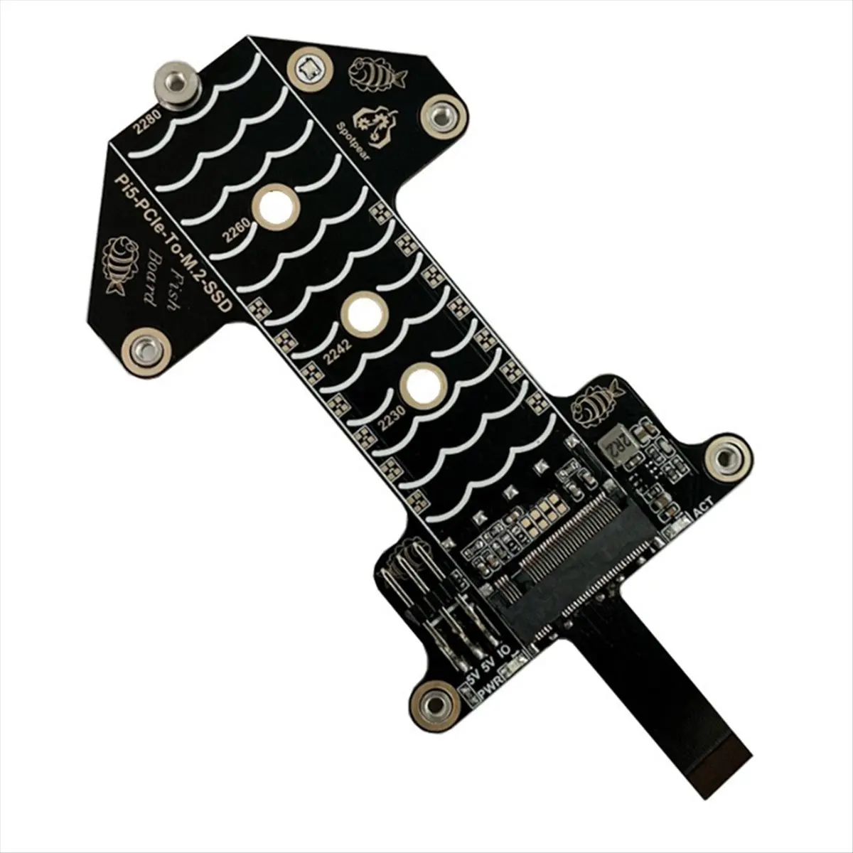 SWXF For 5 PCIe Expansion Board to M.2 NVMe SSD Adapter Board Pi5-PCIe-Fish-Board-A