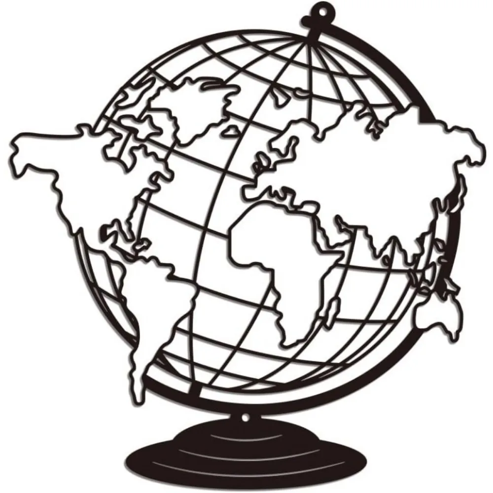 CIFBUY Metall-Wandkunst, Eisen-Weltkarten-Schild, Globus-Muster, Dekoration für drinnen und draußen, für Zuhause und Büro