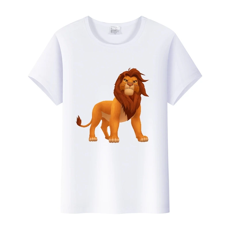 Blusas informales de verano para mujer, camisetas blancas para hombre, ropa para mujer de los años 90, camisetas de gran tamaño, camiseta gráfica del Rey León de dibujos animados de Disney