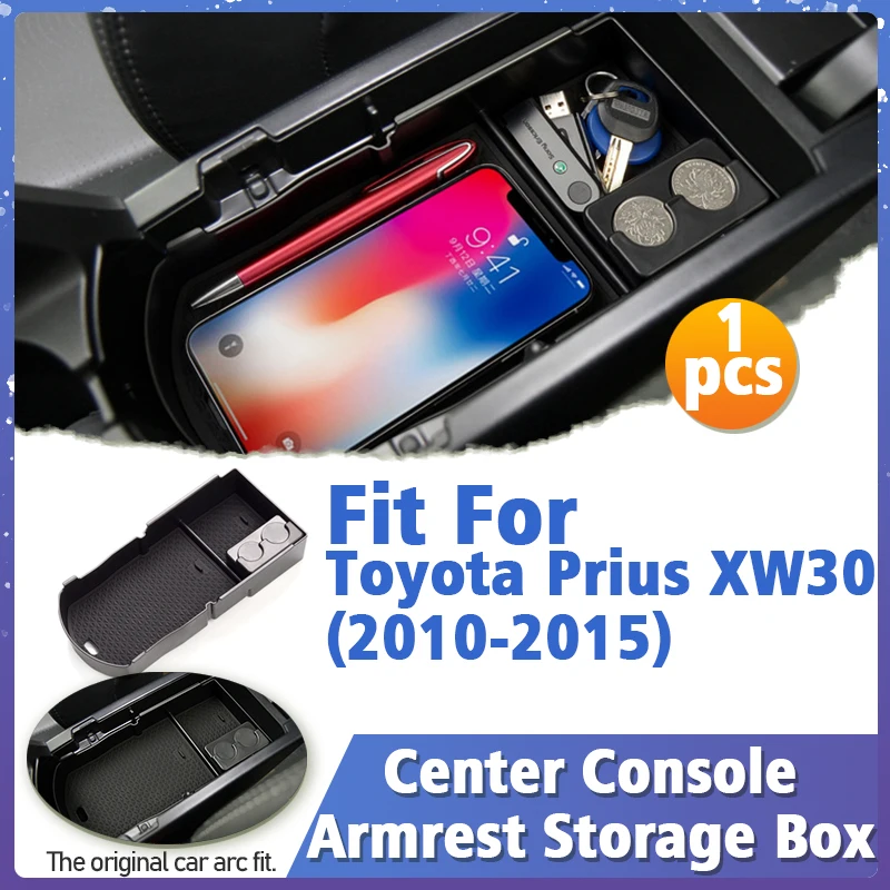 

For Toyota Prius 30 XW30 2011 2012 2013 2014 2015 Central Armrest Storage Box Center Console ABS PVC Organizer Accessories