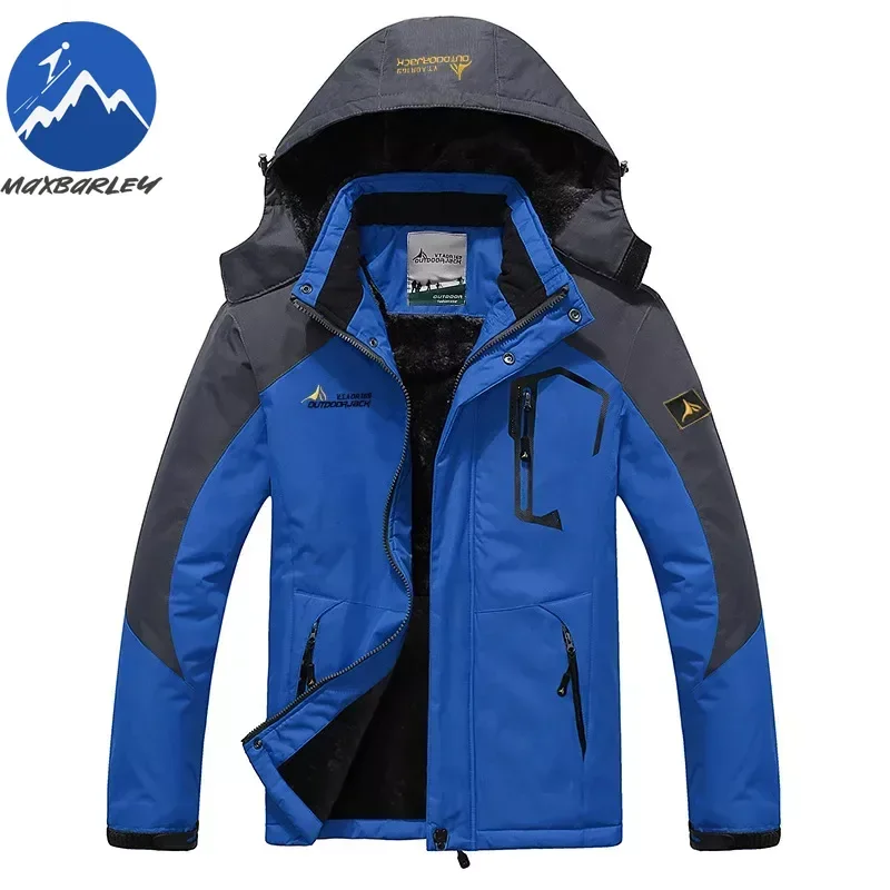 

2025 Мужская куртка в твердом переработке, уличная пара, большая плюшевая и толстая ветрозащитная альпинистская и термовелосипедная куртка, зимняя