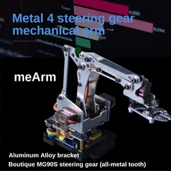 MeArm-Kit de brazo de Robot 4 dof de Metal con 4 Servos de engranaje de Metal, Compatible con Arduino, brazo de robótica, abrazadera de garra mecánica DIY