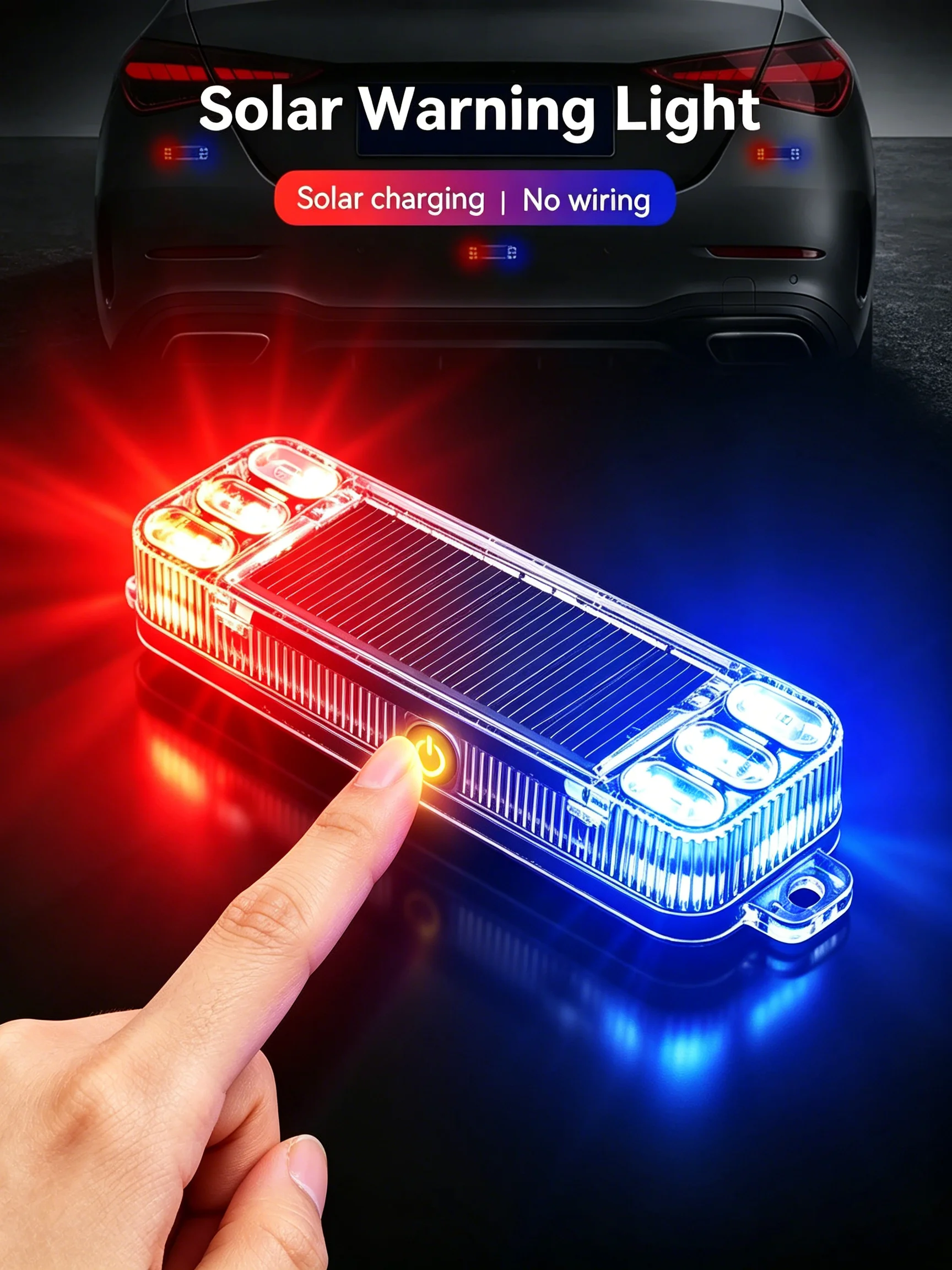 AliExpress Fccemc Solar LED Motorcycle Car Warning Strobe Light Rear Collision Prevention Parking Night Flashing E-Bikes Bicycle Safety Tail Light