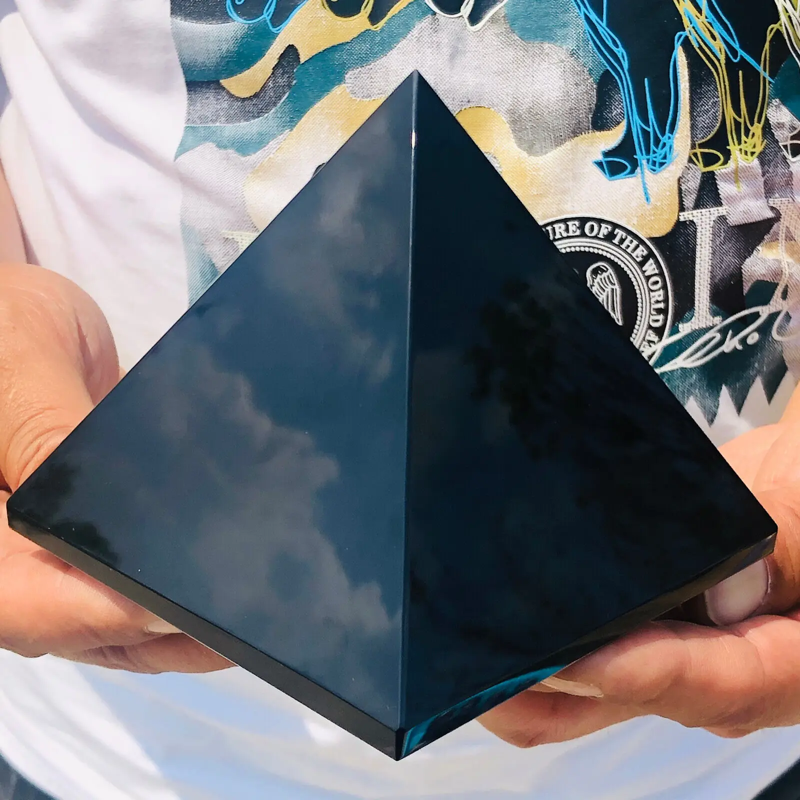 

Natural Black Obsidian Energy Healing Tower Quartz Crystal Chakra Stone Pyramid