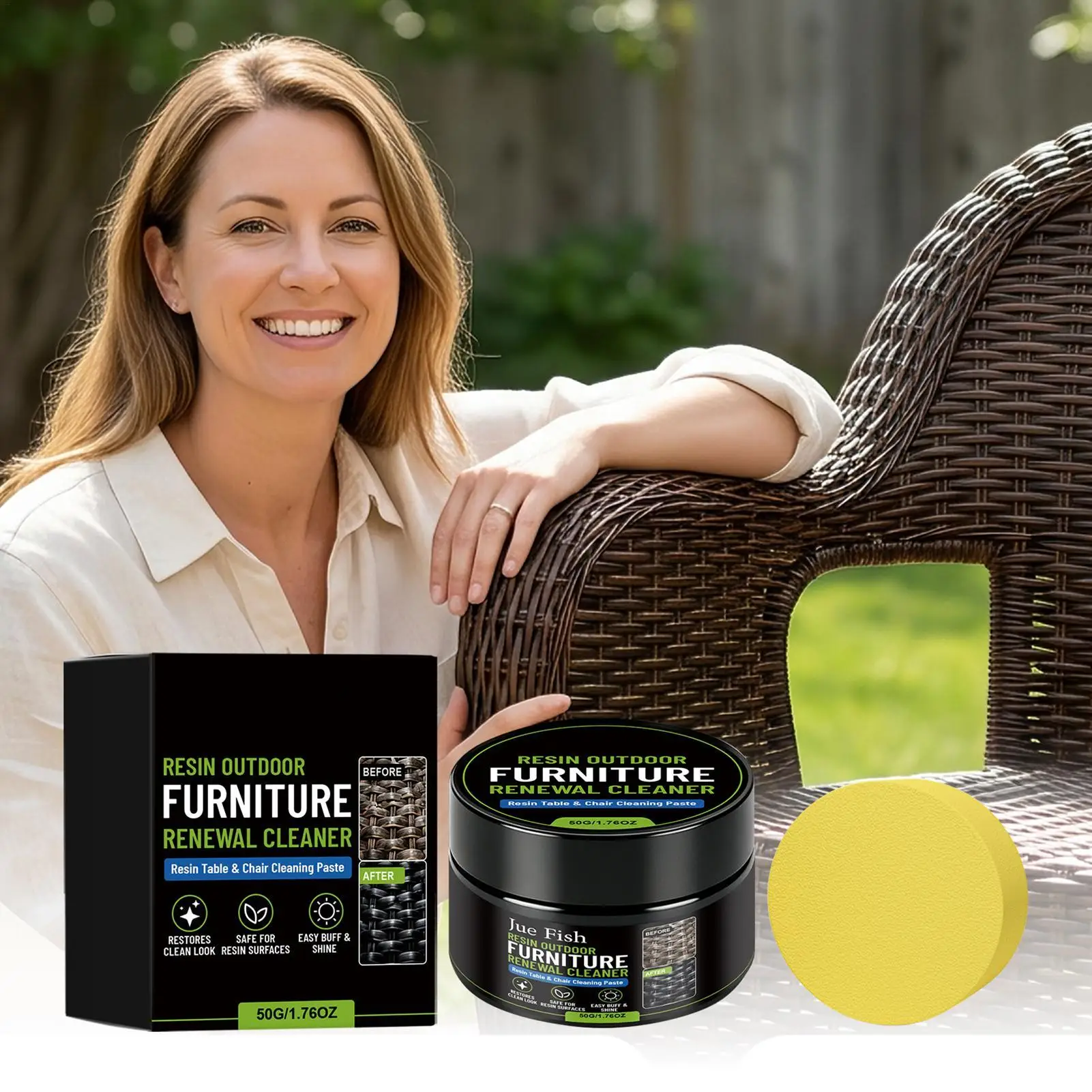 50g Furniture Wax with Sponge Outdoor Hardwood Tables Repair Wax Durable Furniture Restoration for Cabinet Couch Table Trim