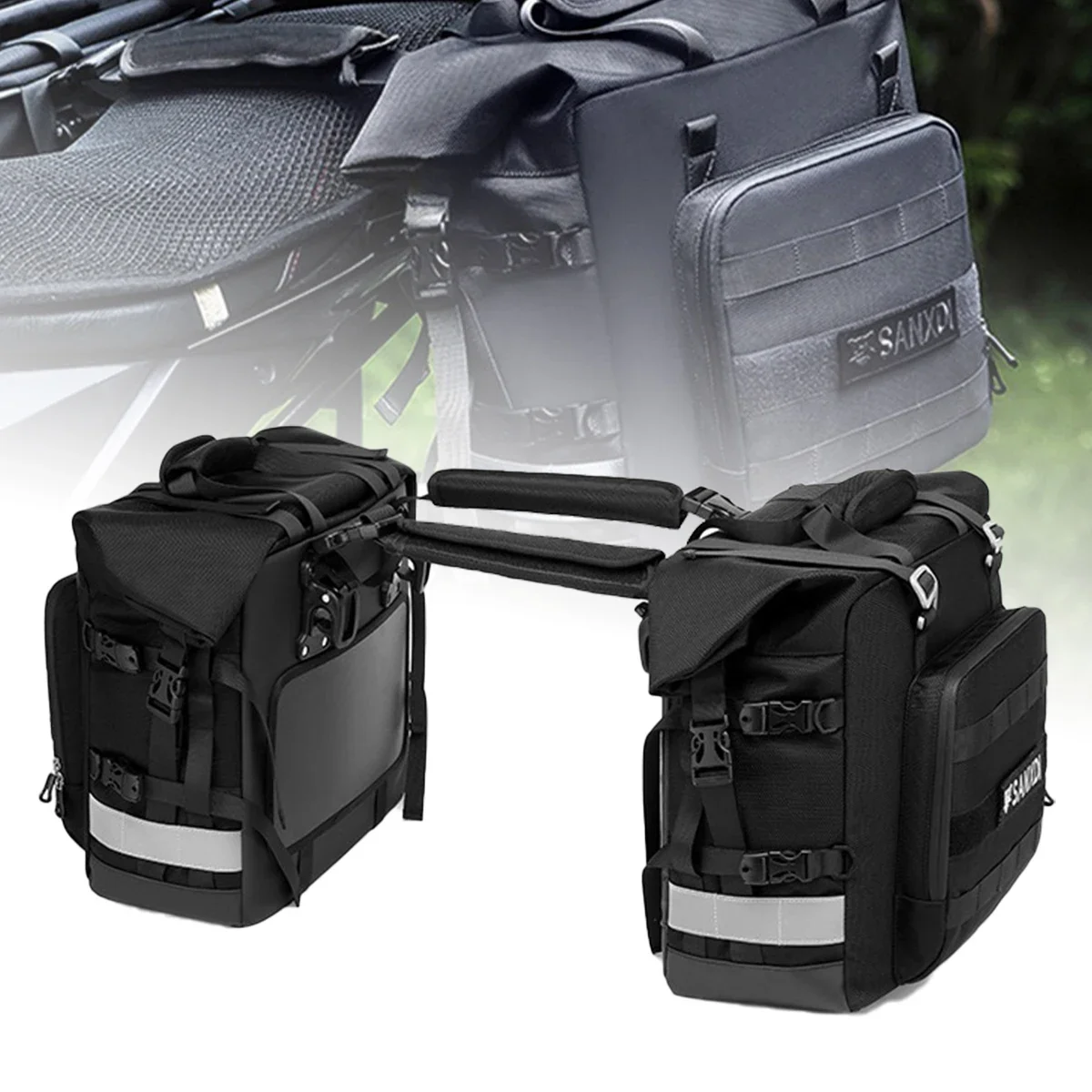 

Мотоциклетная боковая сумка, полностью водонепроницаемая, внутренняя вместимость 20 л, универсальная, с креплением на крючках, съемная, для мотоцикла