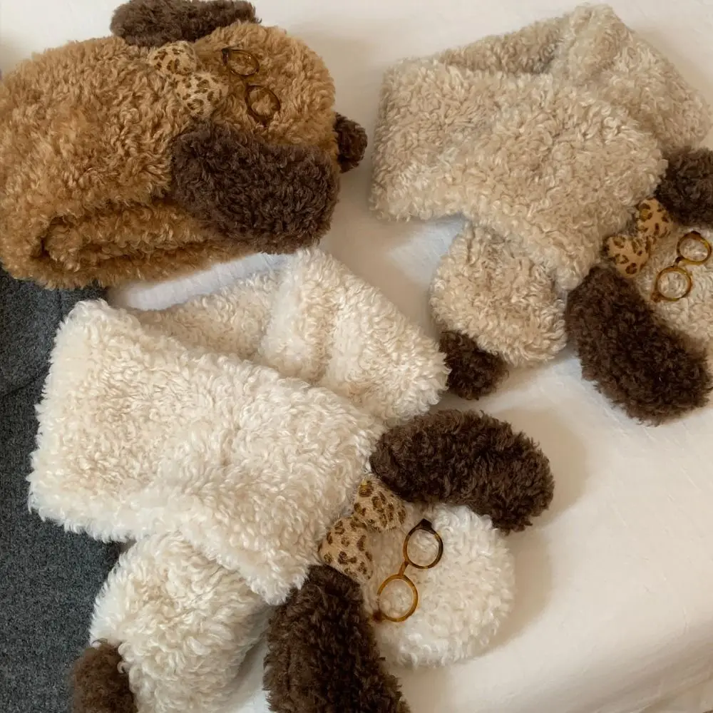 

Милые вязаные очки, шарф для щенка, зимние кашемировые шарфы для собак, ягненка, утепленный однотонный шарф для девочек