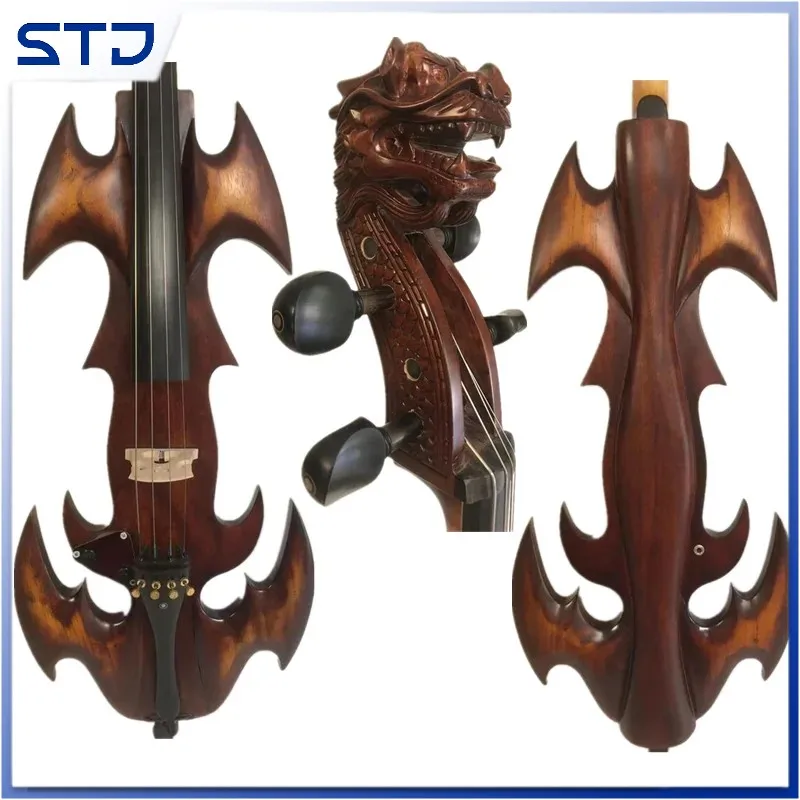 Nice 4/4 Crazy-1 model fancy  art streamline carving dragon  electric cello #9734