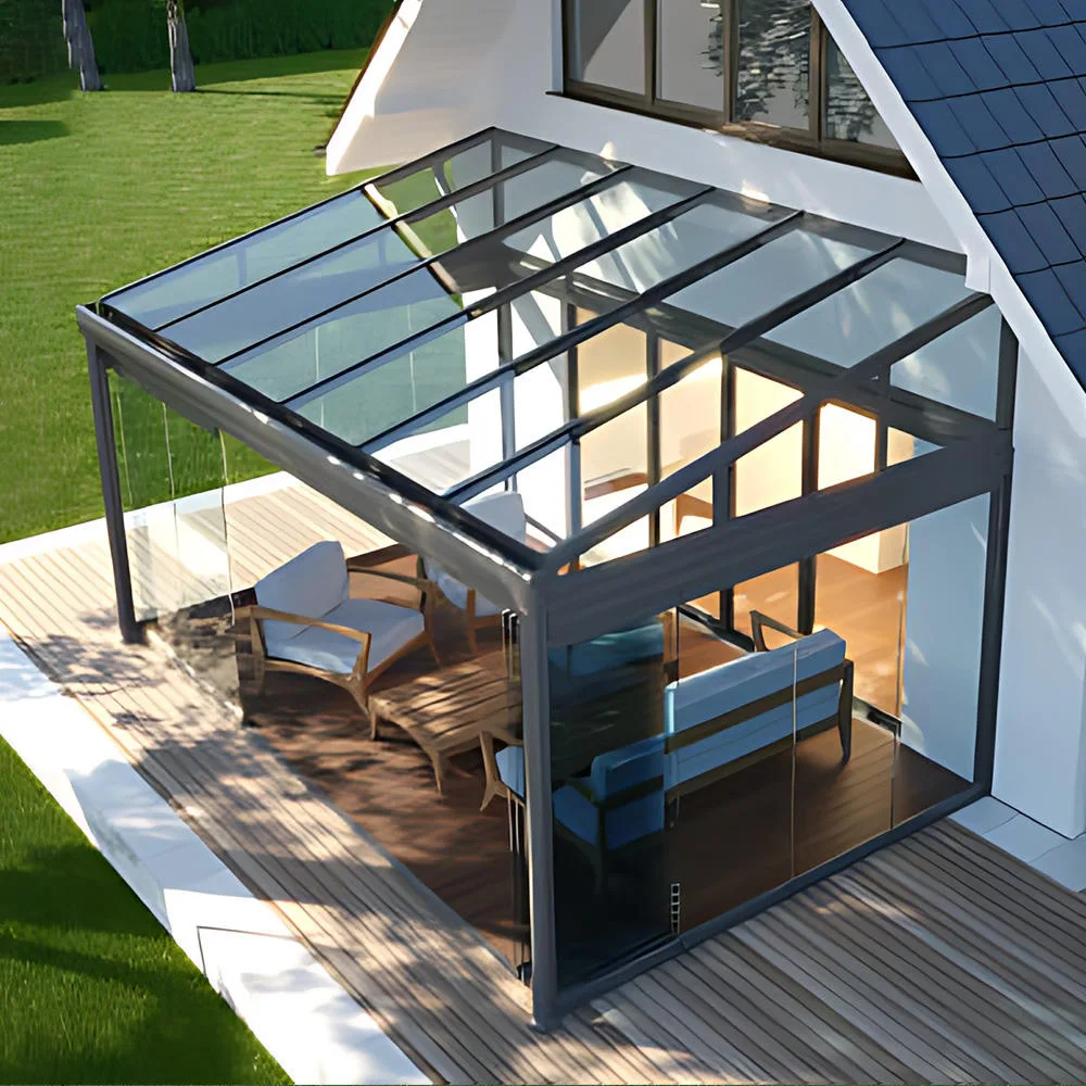 Custom Sunroom with UV Protection Glass Aluminum Conservatory Sliding Doors Patio Enclosure Wall Mounted Garden Room