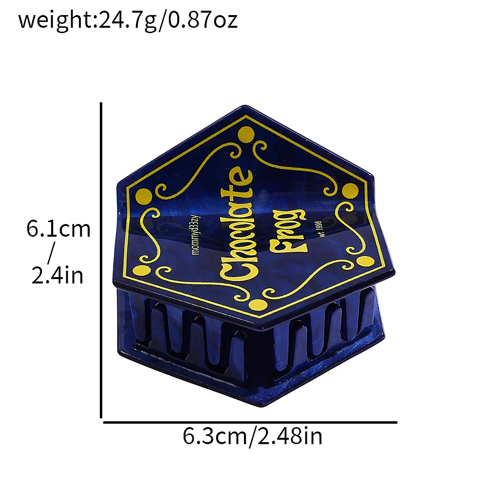 Vintage Blue Chocolate Frog Box Hair Claw Clip Hexagonal Magical Movie Inspired Shark Jaw Clip Cartoon Accessories for Women - view 4