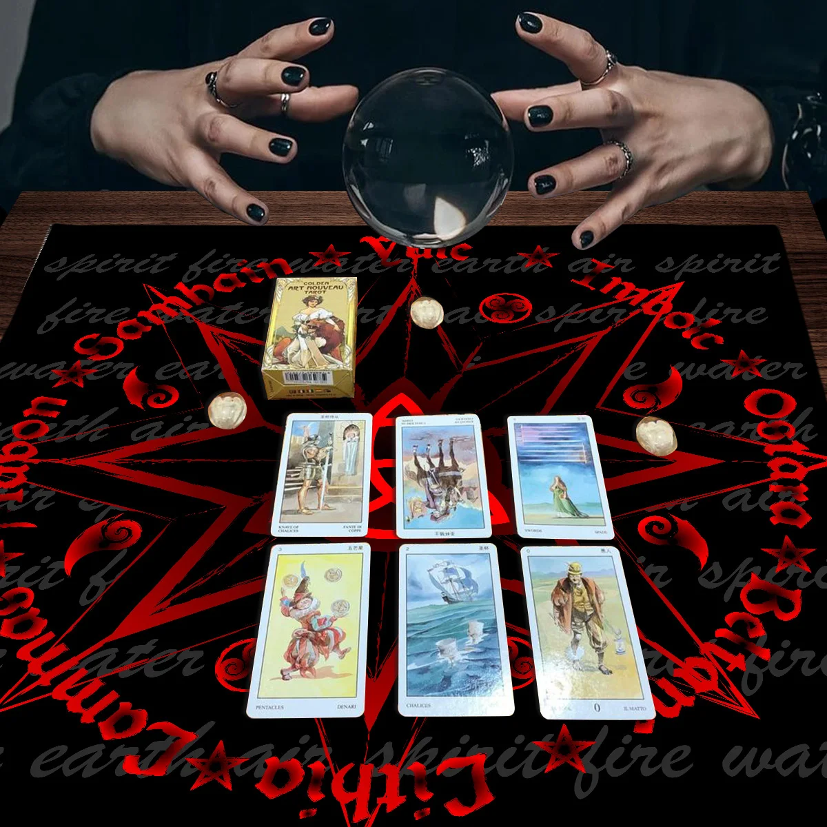 

Red 8-pointed star Tarots Tablecloth Cryptic rune Altar Decor Tarot Reading Tarot Mat Board Game Card Pad Decor