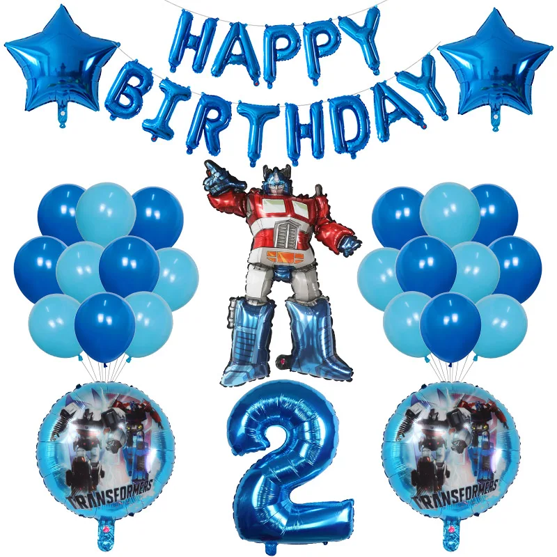 1Set Transformation Cartoon Foil Helium Balloons Baby Shower Happy Birthday Robot Party Decoration Latex Air Globos Kids Toys