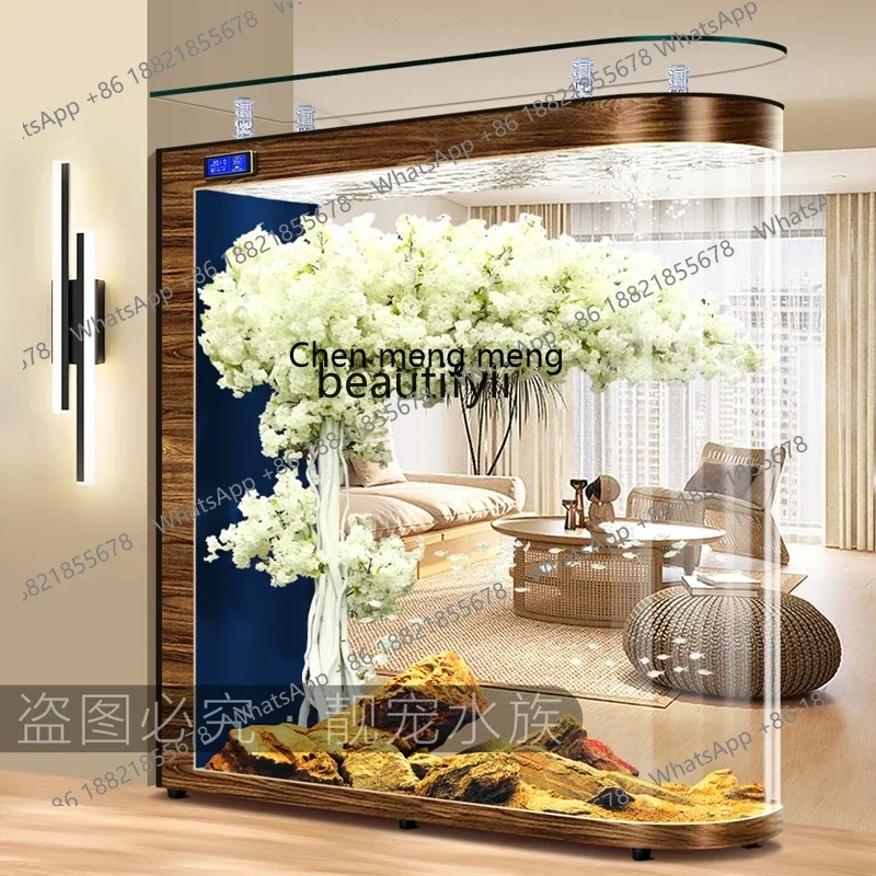 E153 New household glass fish tank aquarium screen partition ecological automatic filter goldfish tank