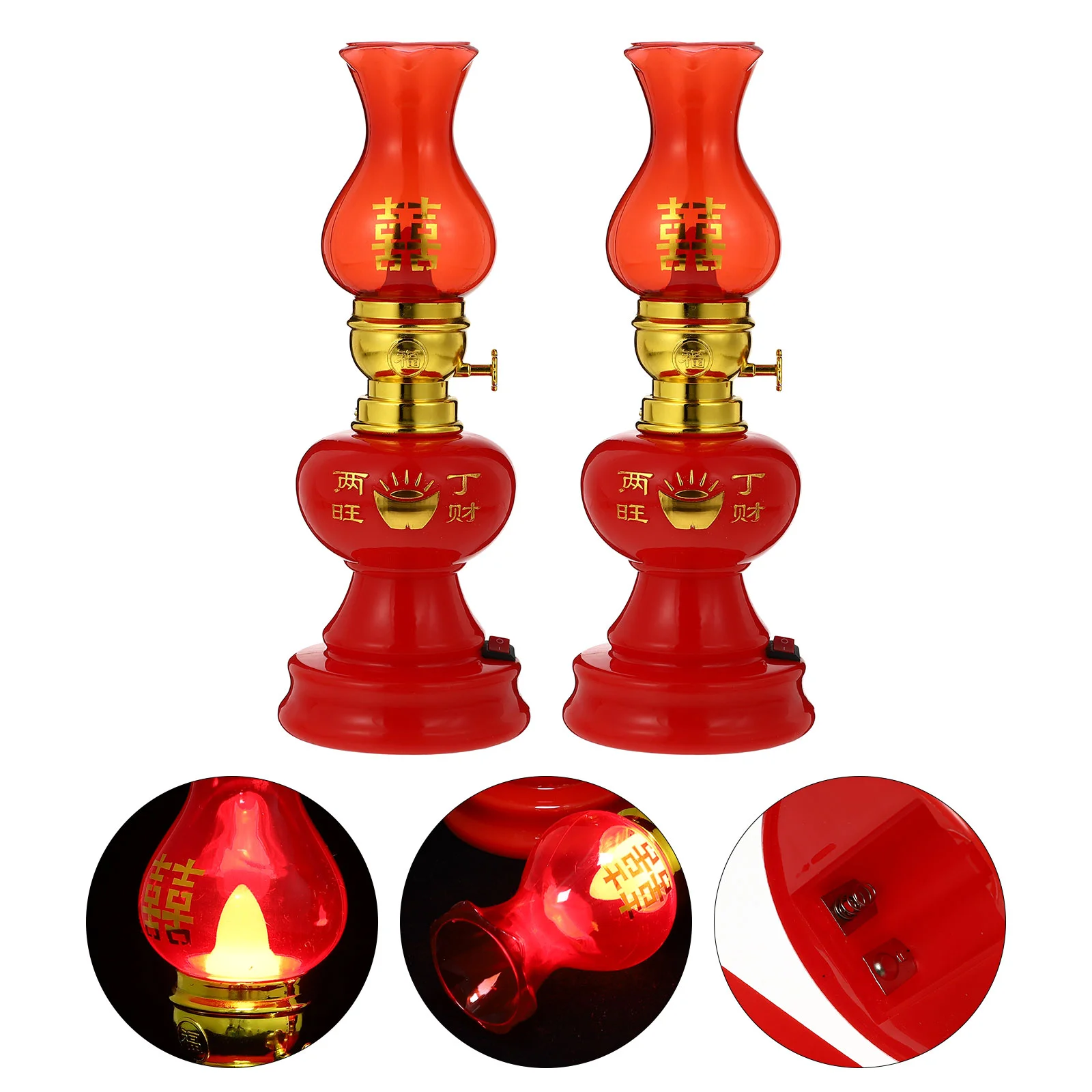 Wedding Lights LED Kerosene Lamp Chinese Style Decorative Oil Romantic Traditional Electric Taper Candles