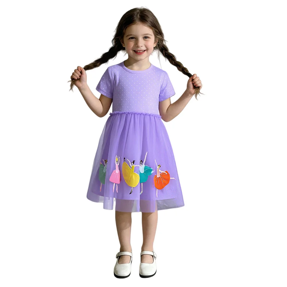 Sommer Neue Design Mädchen Kleid Tanzen Mädchen Stickerei Kurzarm Kinder Vestidos Geburtstag Party Baby Kleidung Hochzeit Kleider