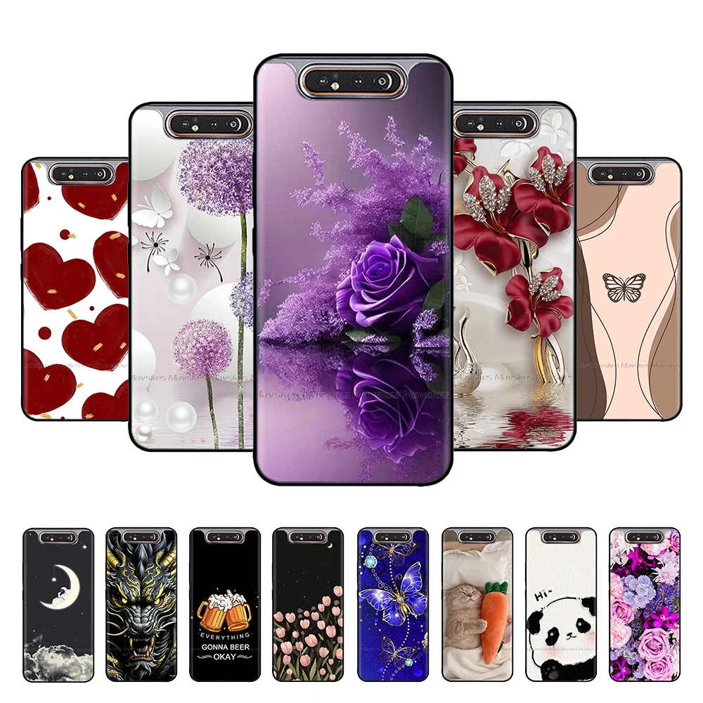 Para Samsung Galaxy A80 funda de silicona líquida suave a prueba de golpes contraportada para Samsung A80 carcasa Shells A 80 SM-A805F Fundas