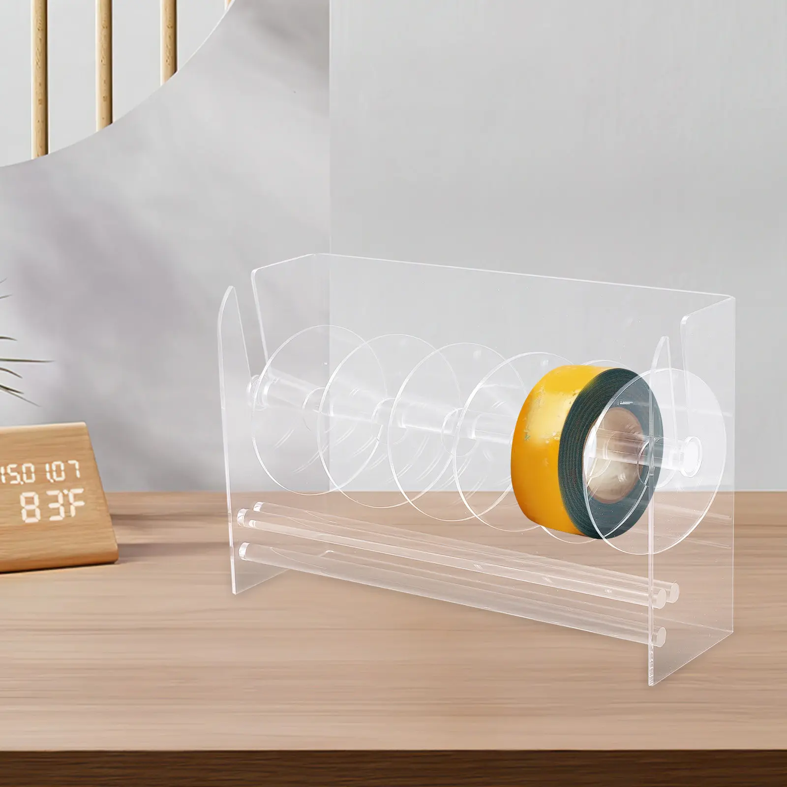 Adjustable Label Dispenser Stand Made of Clear Acrylic for Sticker Rolls Sturdy Sleek Office Desktop Organizer Sticker Roll