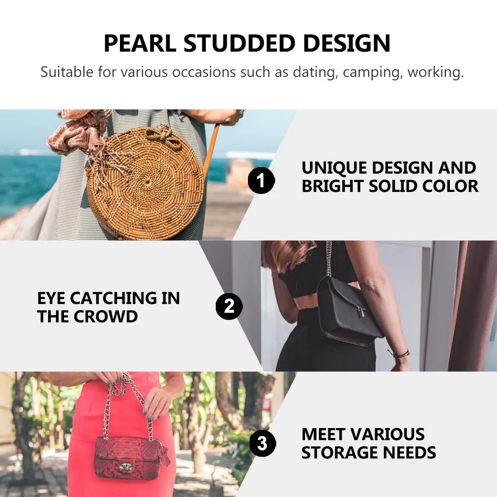 1 قطعة حقيبة كتف رصع باللؤلؤ ريترو واحدة الكتف أنيقة يؤرخ حقيبة يد عادية بنات أنيق حقيبة التخزين يؤرخ حقيبة يد #2