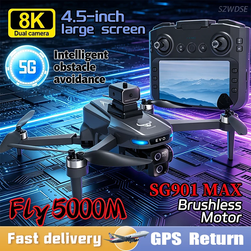 SG901 MAX GPS Drone 5G WIFI Long Distance Obstacle Avoidance Professional Photography With Brushless 8k Camera RC Airplane Toy