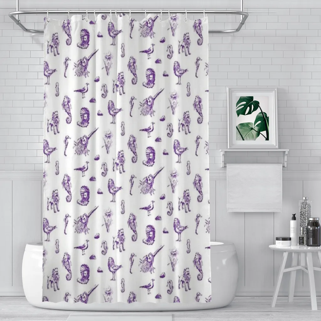 Rent-Free Blackbeard Sketches - purple Unique decor Modern Fabric Bathroom Shower Curtains art design Print Curtain