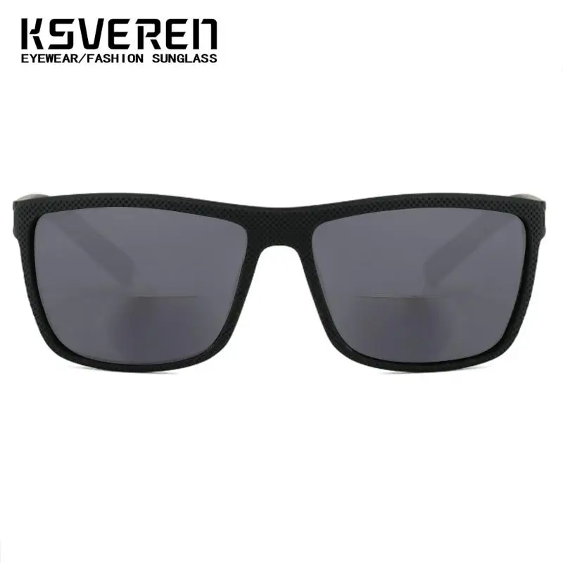New Men Square Bifocal Reading Glasses Near Far Function Gray Sunshade Prescription Lenses Trendy Outdoor Driving Eyeglasses