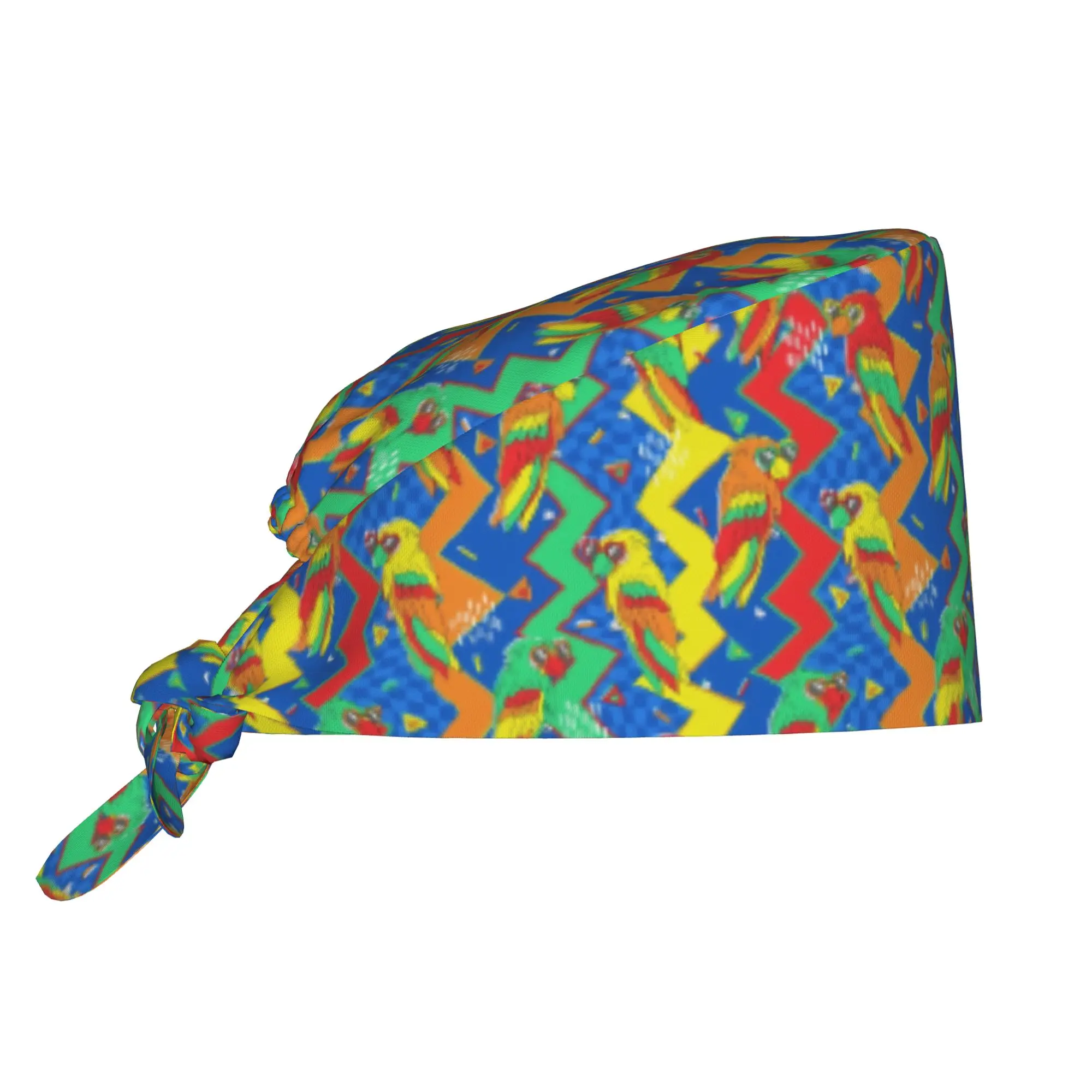 Cute Tropical Parrots Birds  Cleaning Working Cap Cool Cockatiel Macaw Parrotlet Scrub Cap Surgicals Hat Nurse Scrubs Hat For