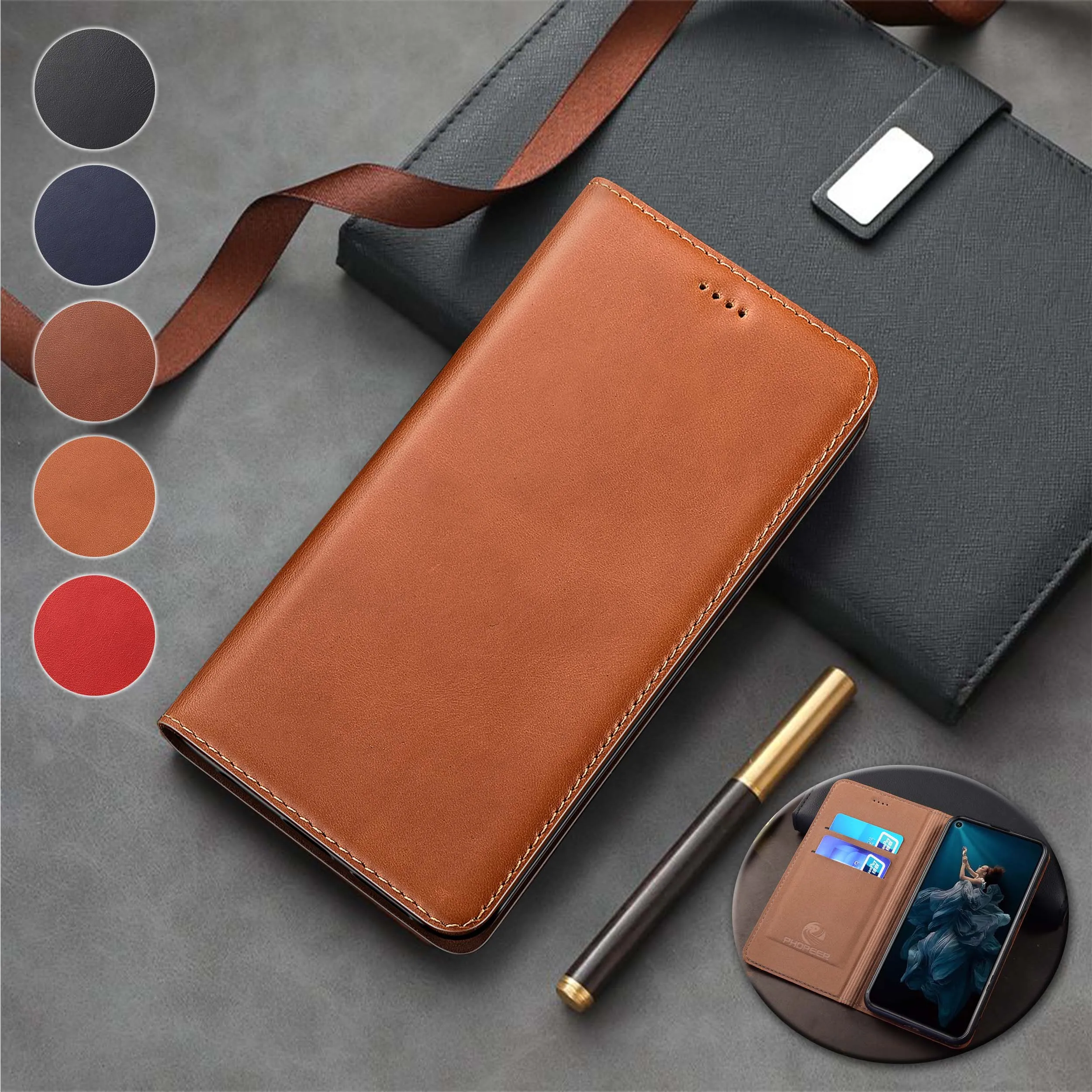 

For Vivo iQOO Z3 Z5 Z6 Z6X Z7 Z7X Z8 Z8X Z9 Z10 Turbo Pro Plus Lite Wax drop Pattern Genuine Leather WalletFlip Phone Cover Case