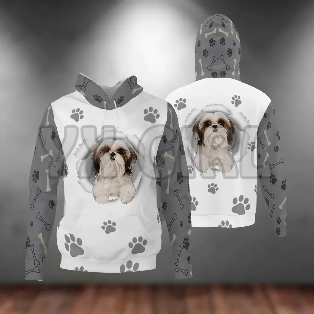 West Highland White Terrier-Paw Dog  3D Printed Hoodies  Unisex Pullovers Funny Dog Hoodie Casual Street Tracksuit