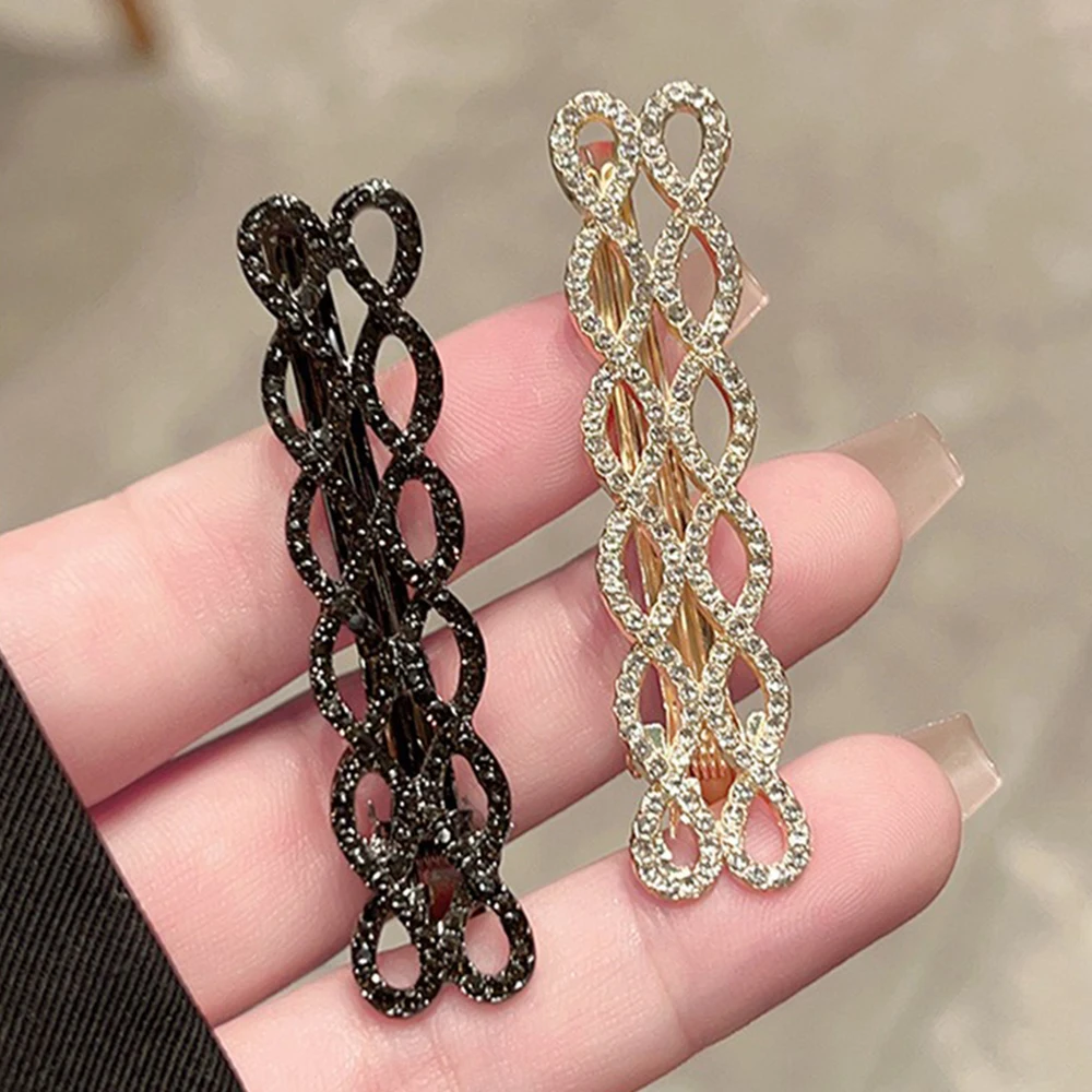 1 قطعة أزياء رائعة المتخصصة تصميم صغير سلسلة حجر الراين مشبك شعر سلسلة الذهب الأسود بسيطة الراقية الإنترنت الانفجارات الشهيرة كليب #4