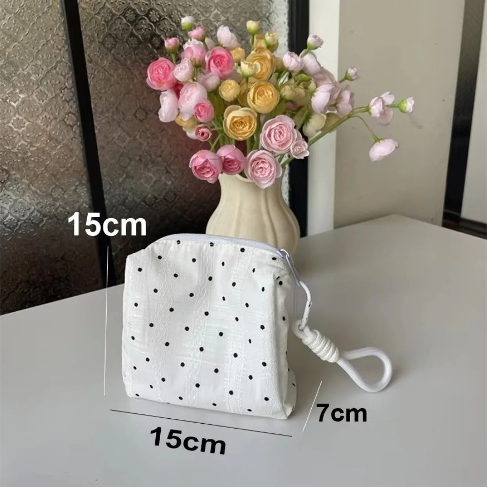 Portable Quilting Black Dot Makeup Bag Sweet Style Large Capacity Toiletry Bag Zipper Storage Pouch Cosmetic Organizer Pouch - view 6