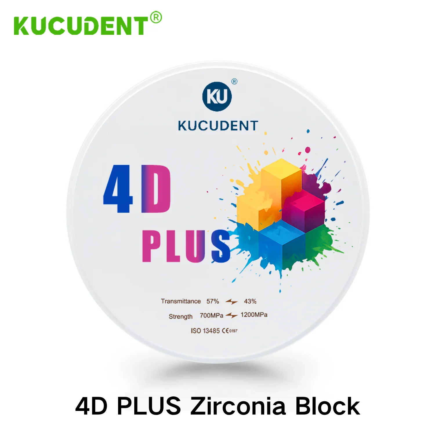 

4D PLUS Multilayer Zirconia Block Dental Lab Zirconia Disc Open System for CAD/CAM High Translucency & Strength for Crown Bridge