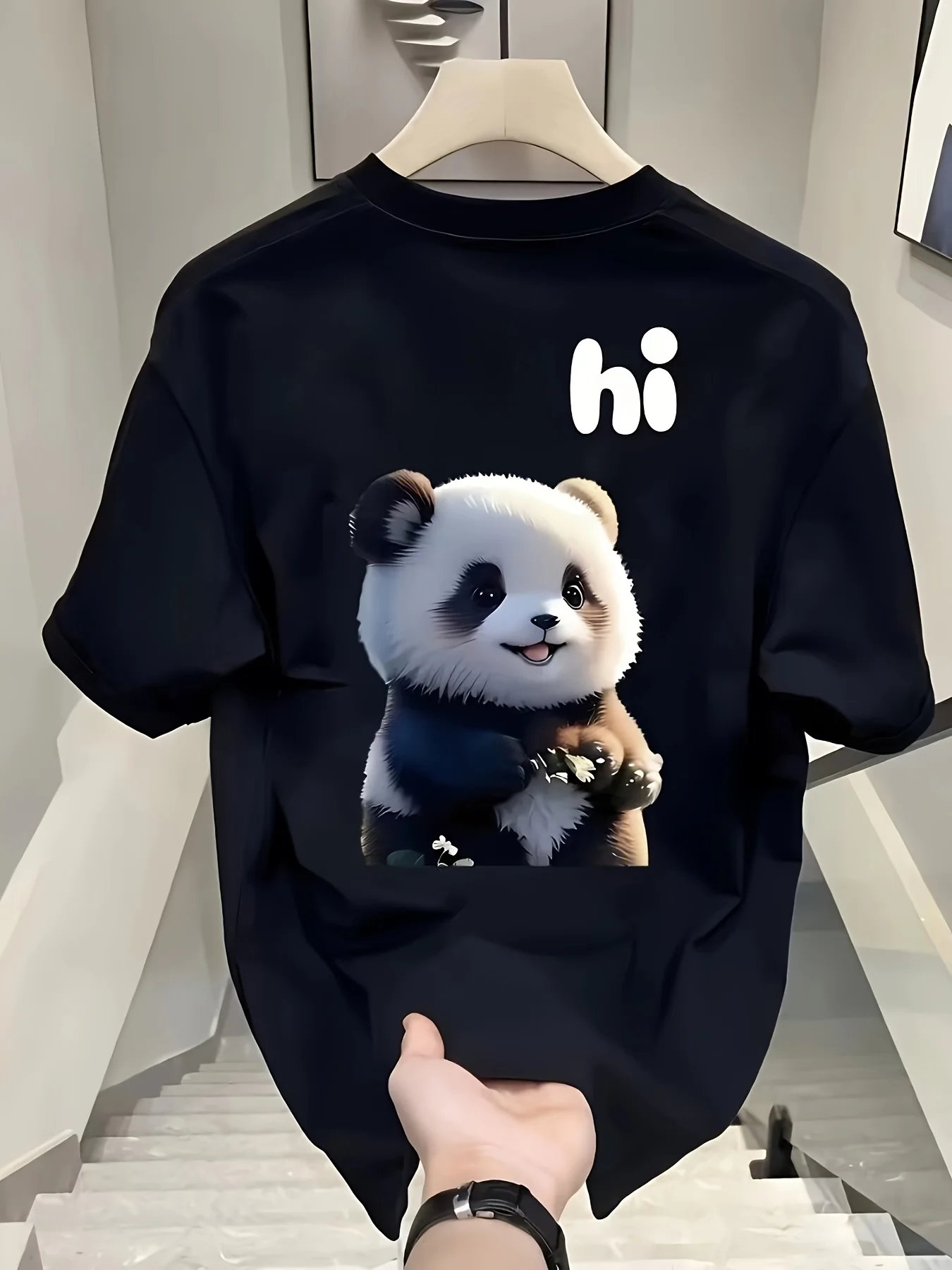 

Men's Panda Graphic T-Shirt - Summer Loose Fit Casual Tee , Round Neck Short Sleeve Top for Father’s Day & Valentine’s Day Gifts