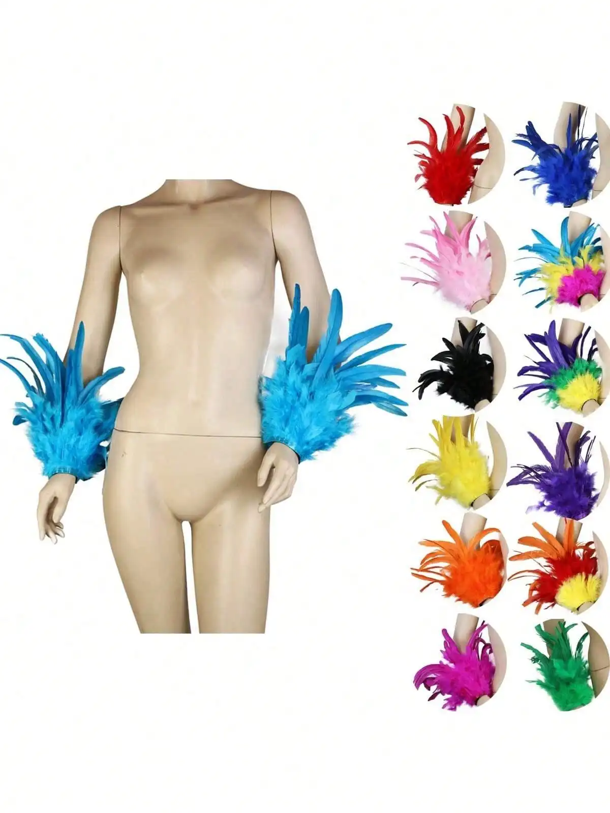 

Feather Bracelet Costume Accessories Carnival Party Cosplay Stage Performance Feather Fire Piece Cloth Edge Velcro