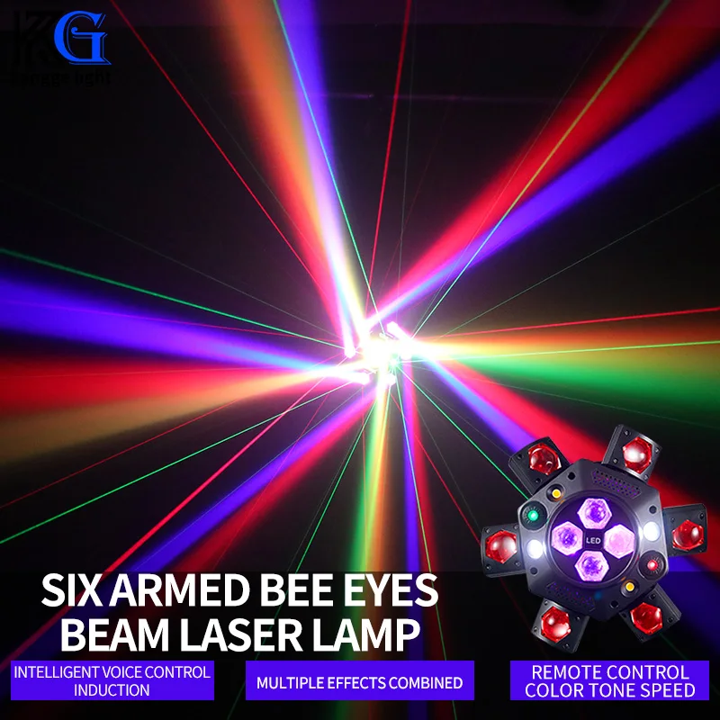 Remote 6 Arm Moving Head Laser Light RGB 150W Full Color Strobe Effect Stage Led Rotating Laser Beam Lights for DJ Party Bar