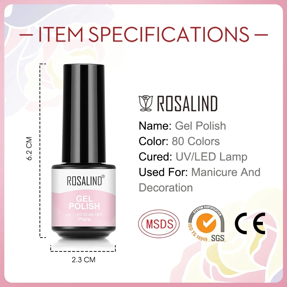 Rosalind Mini Gel Nagellack reine Farbe UV Nail Art Design semi permanente Lacke Basis Dec klack Nagel Gel langlebig