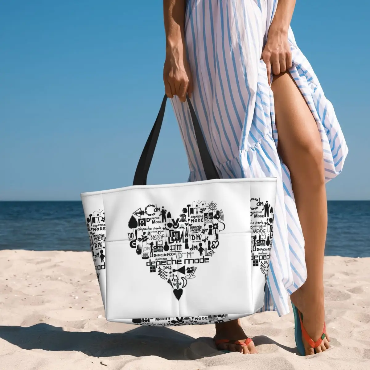Kawaii Depeches DM Mode Musician World Tour Beach Tote Bag Sport Gym Yoga Duffle Large Tote Bag Women Travel Bag Fitness bag