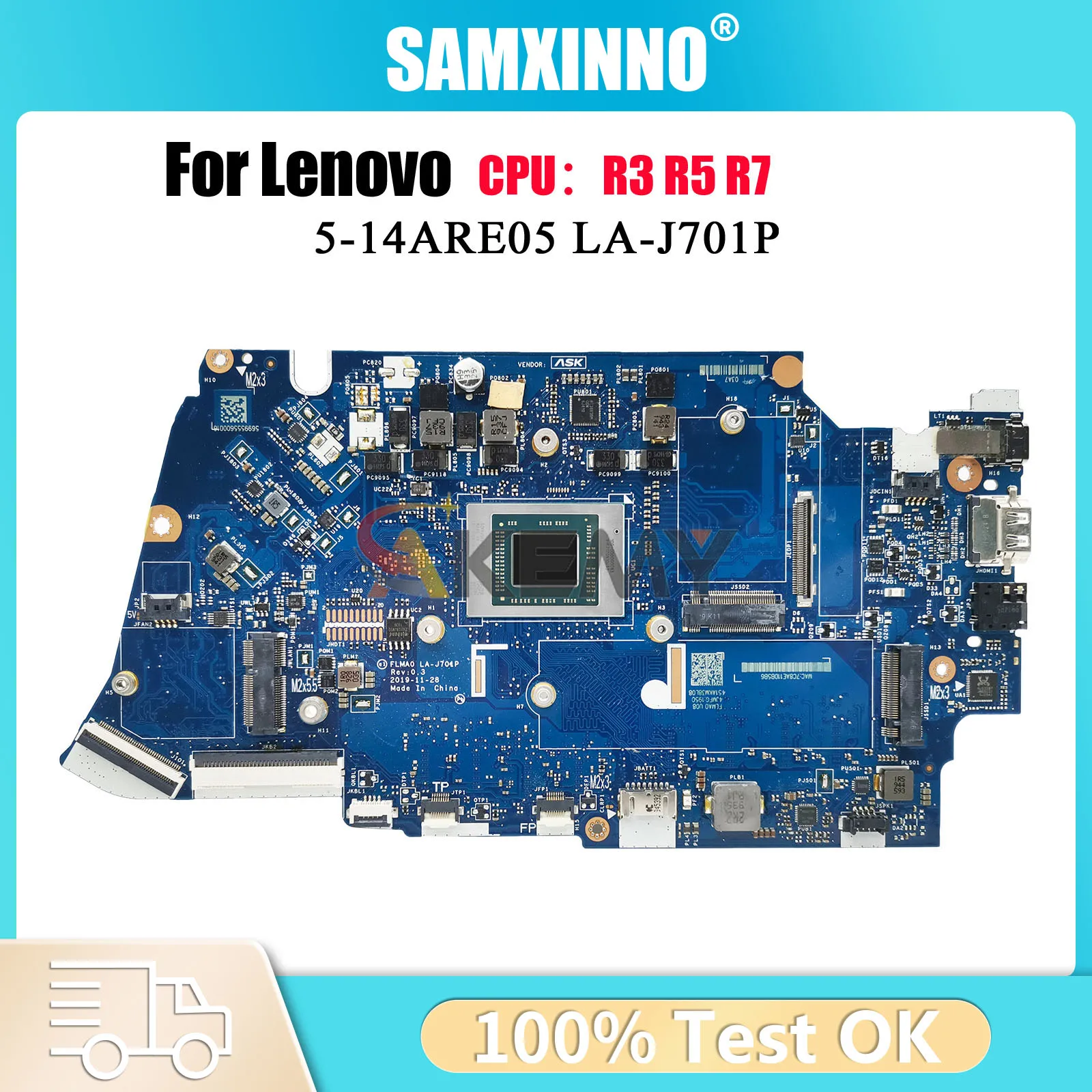 

Материнская плата для ноутбука Lenovo Ideapad 5-14ARE05 LA-J701P с процессором AMD R5 R7, 8 ГБ 16 ГБ ОЗУ, 100% полностью протестирована