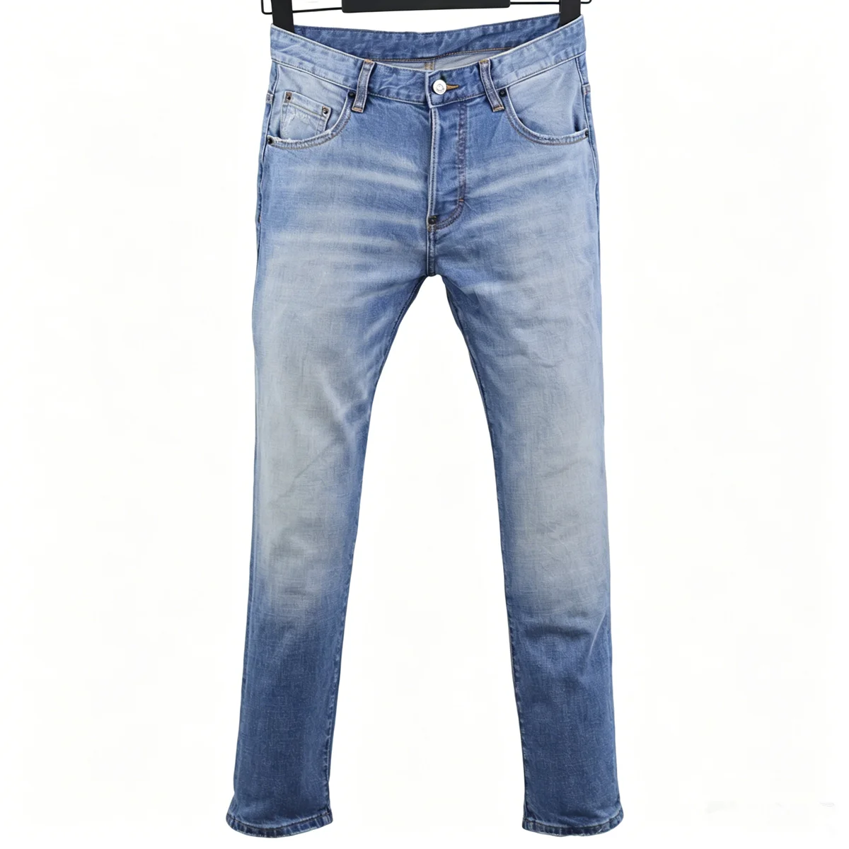 

6100 Four Seasons New Men's Jeans Washed Ripped Patch Paint Dressed Patch Small Straight Blue Jeans for Men