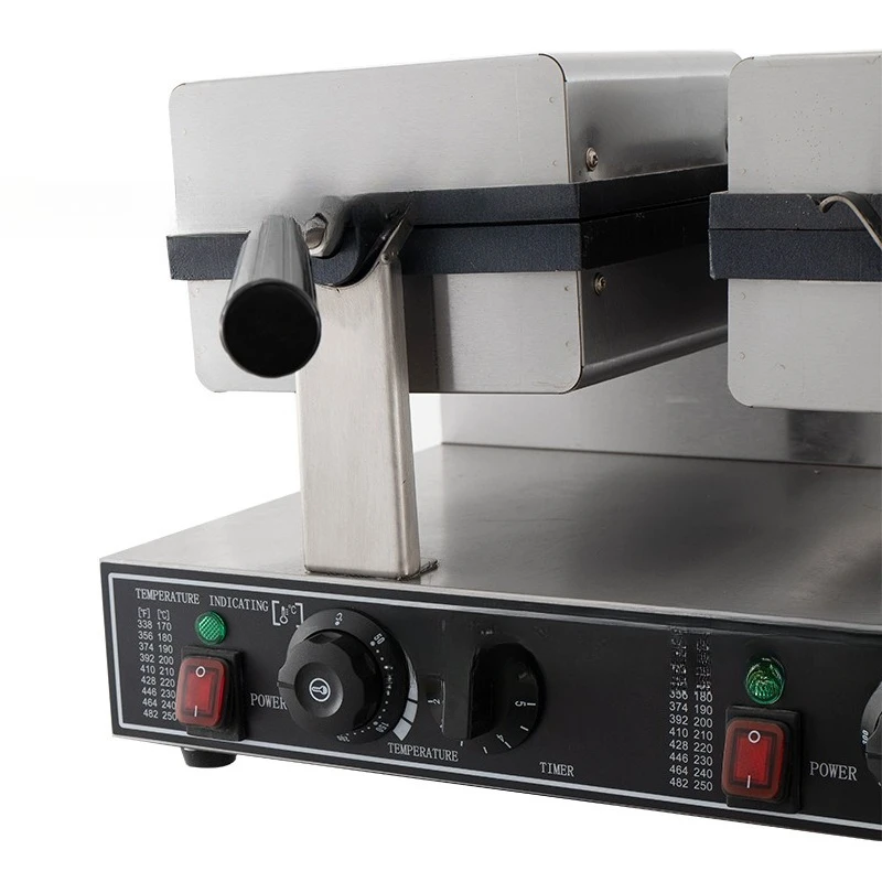 Forno elétrico giratório de quatro peças para waffles de cabeça dupla
