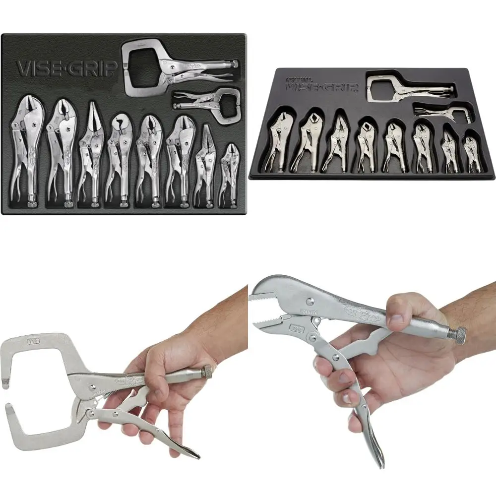 مجموعة أدوات قفل مكونة من 10 قطع مع صينية، نمط قبضة ملزمة أصلية، مجموعة أدوات يدوية شاملة للاستخدام الاحترافي